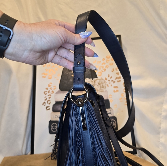 Christian Louboutin Lucky L Bucket Navy Blue Fringe Shoulder Bag And Backpack - Picture 17 of 17